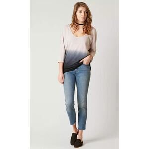 Free People We The Free Strawberry Linen & Cotton Blouse in Blue Ombré Dip Dye